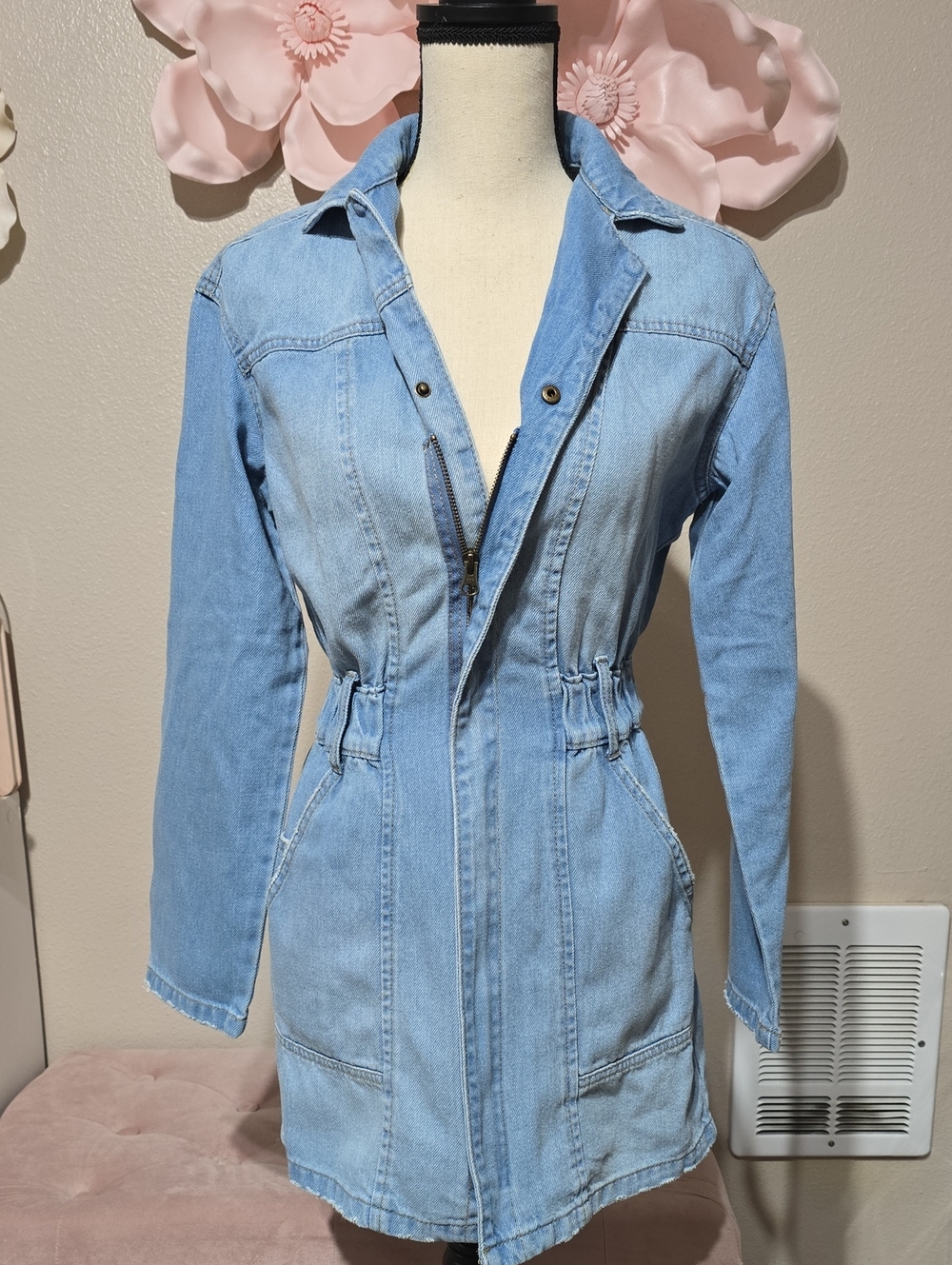 Universal Thread Light Blue Denim Zip-Front Utility Jacket